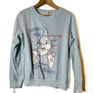 Disney's Kids Bambi Thumper Rabbit Blue Long Sleeve Light Sweatshirt Size 7/8